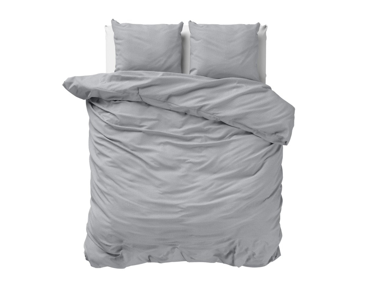 100% Cotton Duvet Cover Set Mousseline | Grey | Single - 140cm (W) x 220cm (L) - The Bedding & Blankets Store