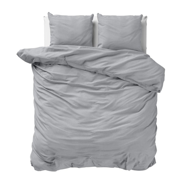 100% Cotton Duvet Cover Set Mousseline | Grey | Single - 140cm (W) x 220cm (L) - The Bedding & Blankets Store