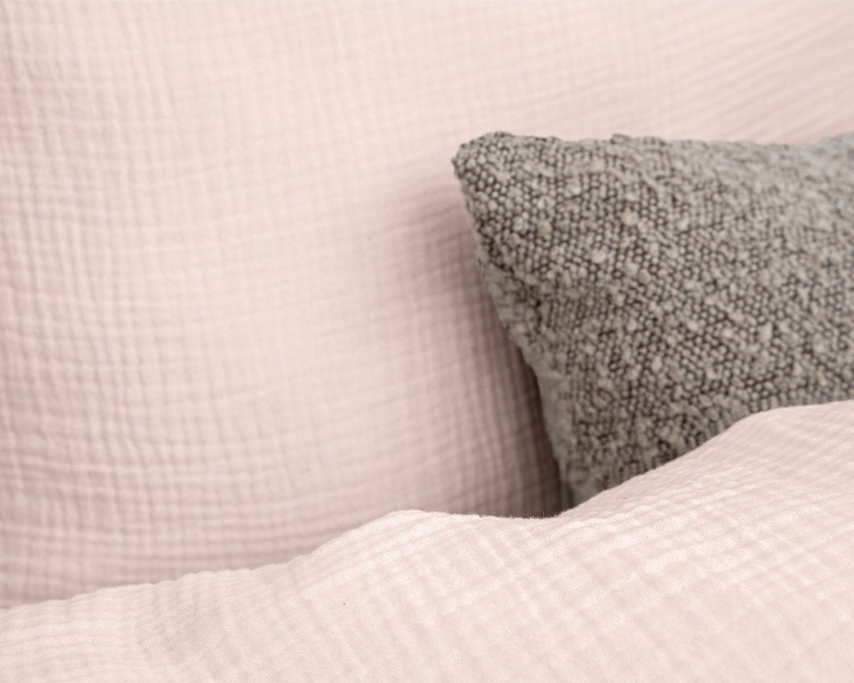 100% Cotton Duvet Cover Set Mousseline | Pink | Single - 140cm (W) x 220cm (L) - The Bedding & Blankets Store
