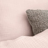 100% Cotton Duvet Cover Set Mousseline | Pink | Single - 140cm (W) x 220cm (L) - The Bedding & Blankets Store