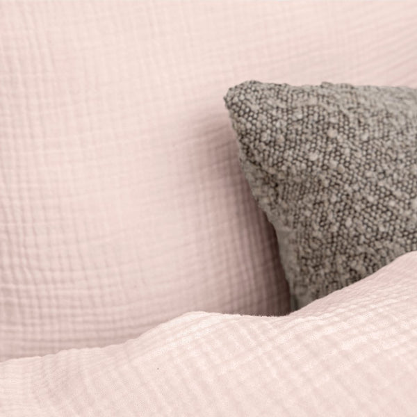100% Cotton Duvet Cover Set Mousseline | Pink | Single - 140cm (W) x 220cm (L) - The Bedding & Blankets Store
