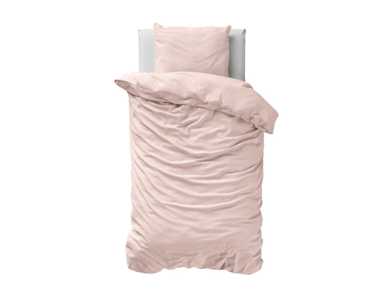 100% Cotton Duvet Cover Set Mousseline | Pink | Single - 140cm (W) x 220cm (L) - The Bedding & Blankets Store