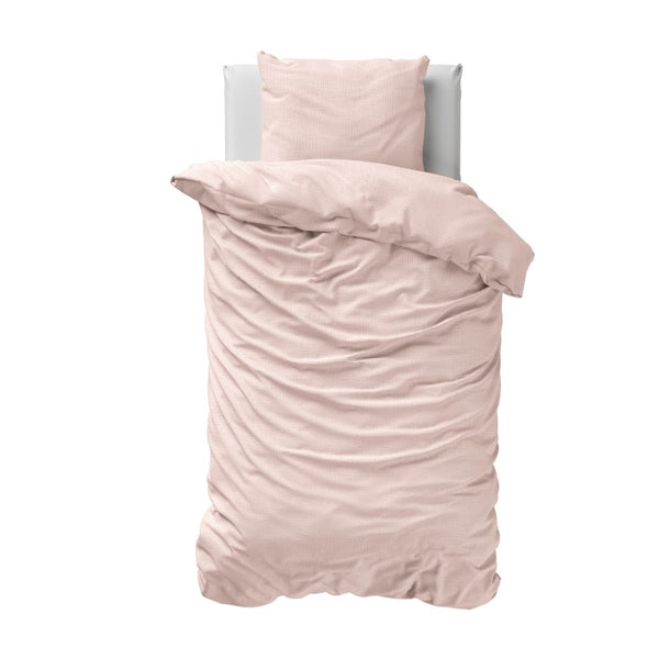 100% Cotton Duvet Cover Set Mousseline | Pink | Single - 140cm (W) x 220cm (L) - The Bedding & Blankets Store