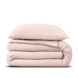 100% Cotton Duvet Cover Set Mousseline | Pink | Single - 140cm (W) x 220cm (L) - The Bedding & Blankets Store