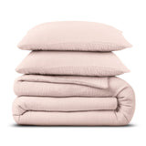 100% Cotton Duvet Cover Set Mousseline | Pink | Single - 140cm (W) x 220cm (L) - The Bedding & Blankets Store