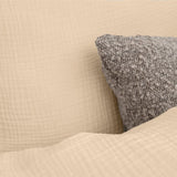 100% Cotton Duvet Cover Set Mousseline | Sand | Single - 140cm (W) x 220cm (L) - The Bedding & Blankets Store