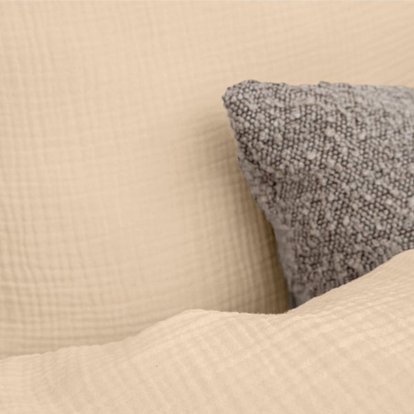 100% Cotton Duvet Cover Set Mousseline | Sand | Single - 140cm (W) x 220cm (L) - The Bedding & Blankets Store