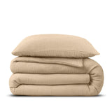 100% Cotton Duvet Cover Set Mousseline | Sand | Single - 140cm (W) x 220cm (L) - The Bedding & Blankets Store