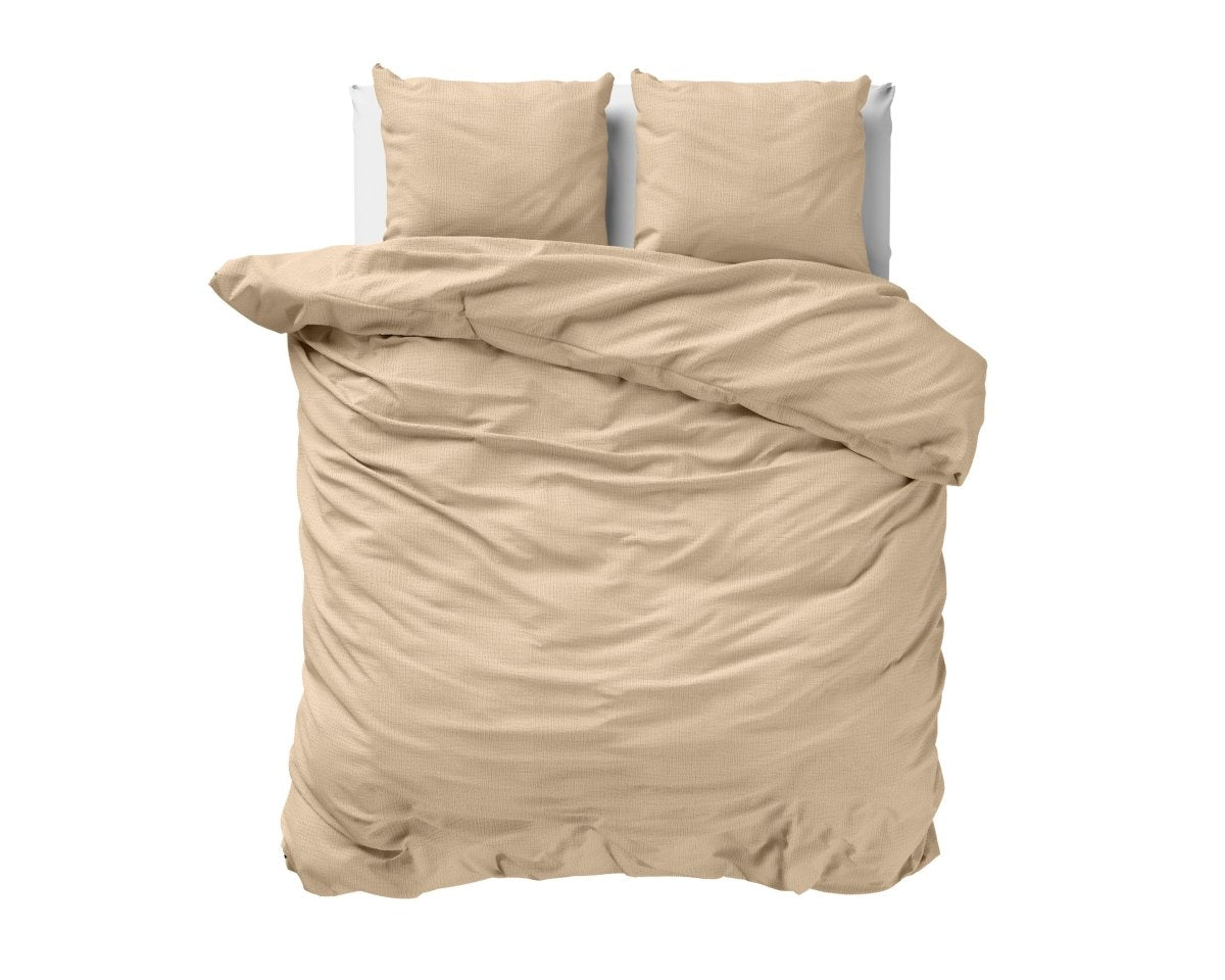 100% Cotton Duvet Cover Set Mousseline | Sand | Single - 140cm (W) x 220cm (L) - The Bedding & Blankets Store