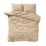 100% Cotton Duvet Cover Set Mousseline | Sand | Single - 140cm (W) x 220cm (L) - The Bedding & Blankets Store