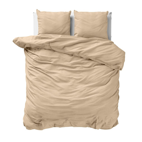 100% Cotton Duvet Cover Set Mousseline | Sand | Single - 140cm (W) x 220cm (L) - The Bedding & Blankets Store