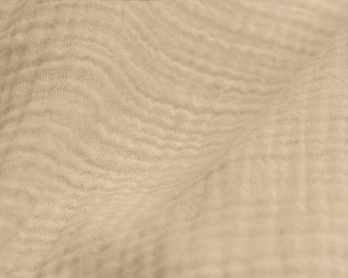 100% Cotton Duvet Cover Set Mousseline | Sand | Single - 140cm (W) x 220cm (L) - The Bedding & Blankets Store
