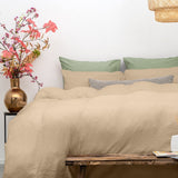 100% Cotton Duvet Cover Set Mousseline | Sand | Single - 140cm (W) x 220cm (L) - The Bedding & Blankets Store