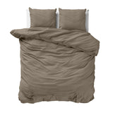 100% Cotton Duvet Cover Set Mousseline | Taupe | Single - 140cm (W) x 220cm (L) - The Bedding & Blankets Store