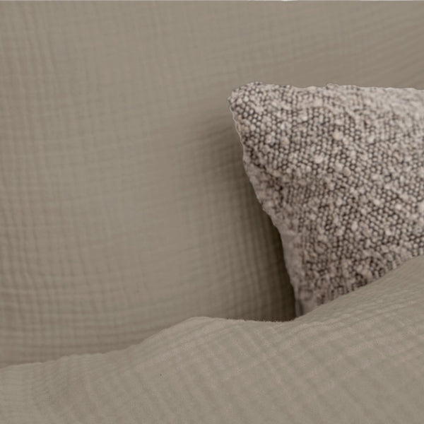 100% Cotton Duvet Cover Set Mousseline | Taupe | Single - 140cm (W) x 220cm (L) - The Bedding & Blankets Store