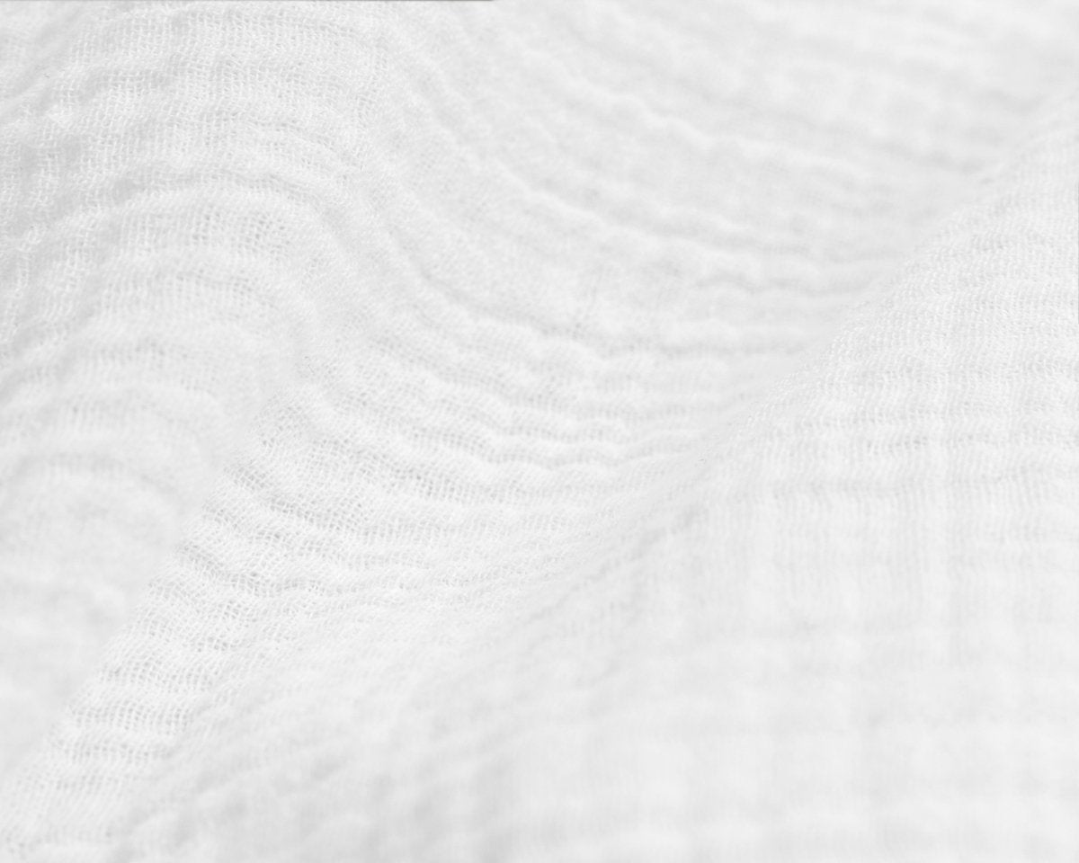 100% Cotton Duvet Cover Set Mousseline | White | Single - 140cm (W) x 220cm (L) - The Bedding & Blankets Store