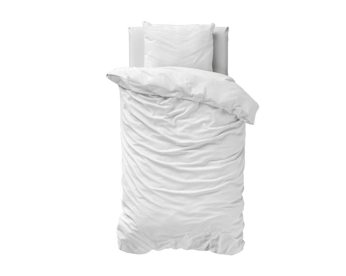 100% Cotton Duvet Cover Set Mousseline | White | Single - 140cm (W) x 220cm (L) - The Bedding & Blankets Store