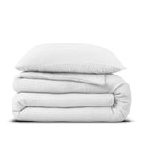 100% Cotton Duvet Cover Set Mousseline | White | Single - 140cm (W) x 220cm (L) - The Bedding & Blankets Store