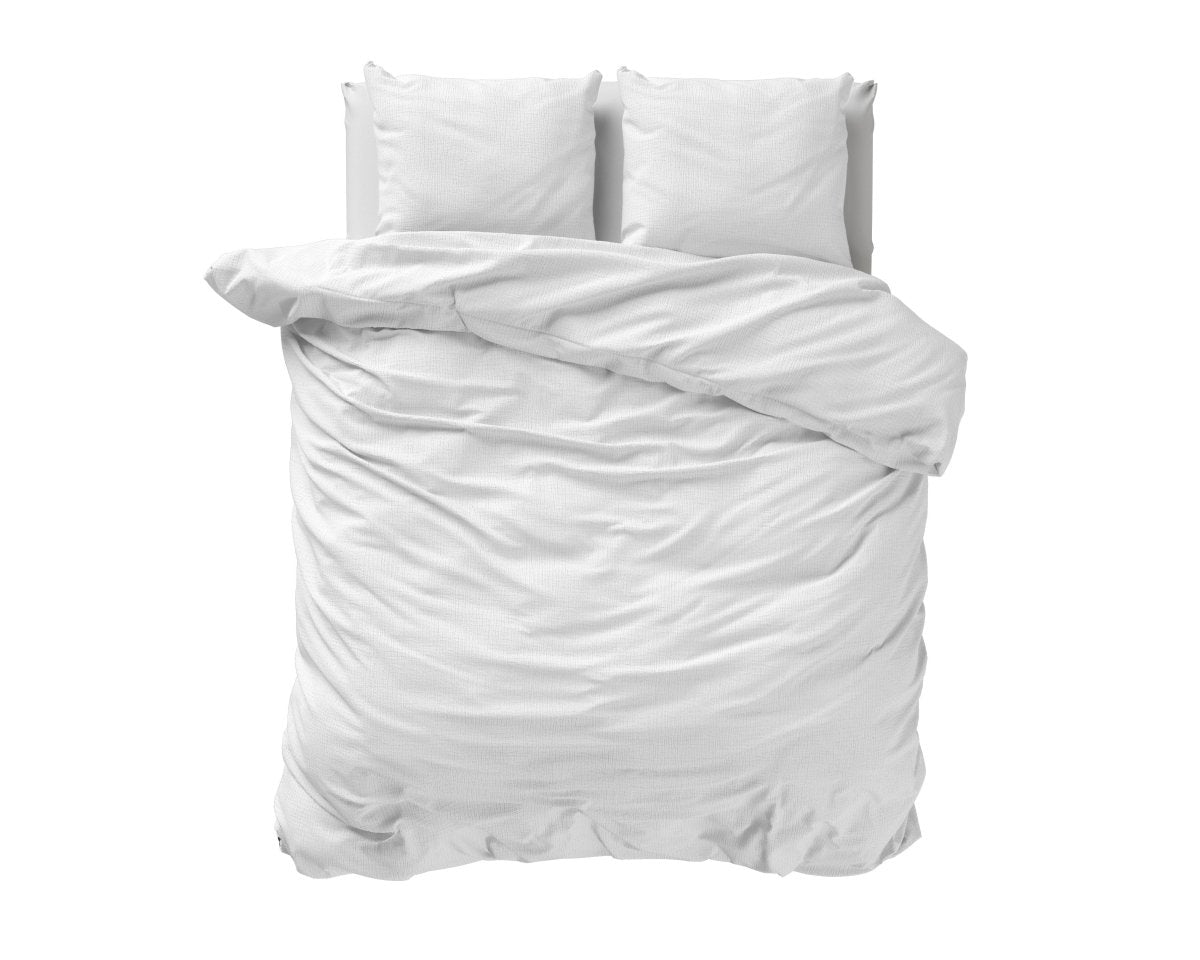 100% Cotton Duvet Cover Set Mousseline | White | Single - 140cm (W) x 220cm (L) - The Bedding & Blankets Store