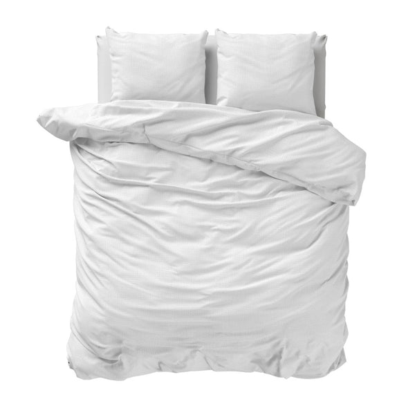 100% Cotton Duvet Cover Set Mousseline | White | Single - 140cm (W) x 220cm (L) - The Bedding & Blankets Store