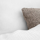 100% Cotton Duvet Cover Set Mousseline | White | Single - 140cm (W) x 220cm (L) - The Bedding & Blankets Store