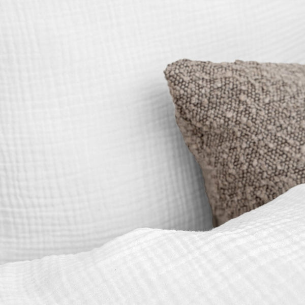 100% Cotton Duvet Cover Set Mousseline | White | Single - 140cm (W) x 220cm (L) - The Bedding & Blankets Store