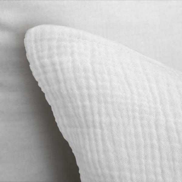100% Cotton Duvet Cover Set Mousseline | White | Single - 140cm (W) x 220cm (L) - The Bedding & Blankets Store