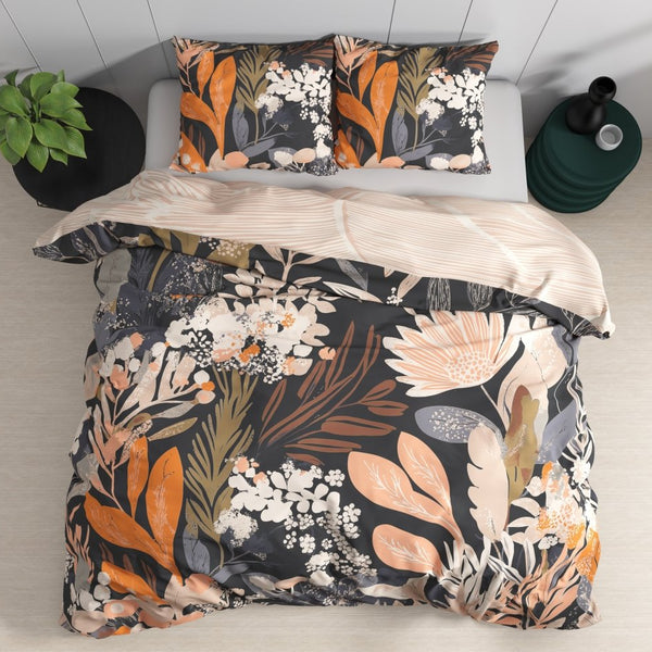 100% Cotton Duvet Cover Set Mystical Garden | Black | Double - 200cm (W) x 200/220cm (L) - The Bedding & Blankets Store