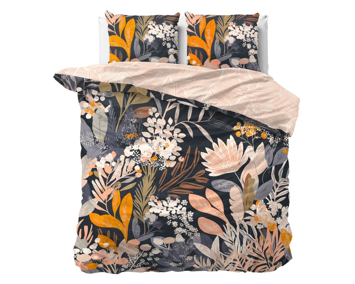 100% Cotton Duvet Cover Set Mystical Garden | Black | Double - 200cm (W) x 200/220cm (L) - The Bedding & Blankets Store