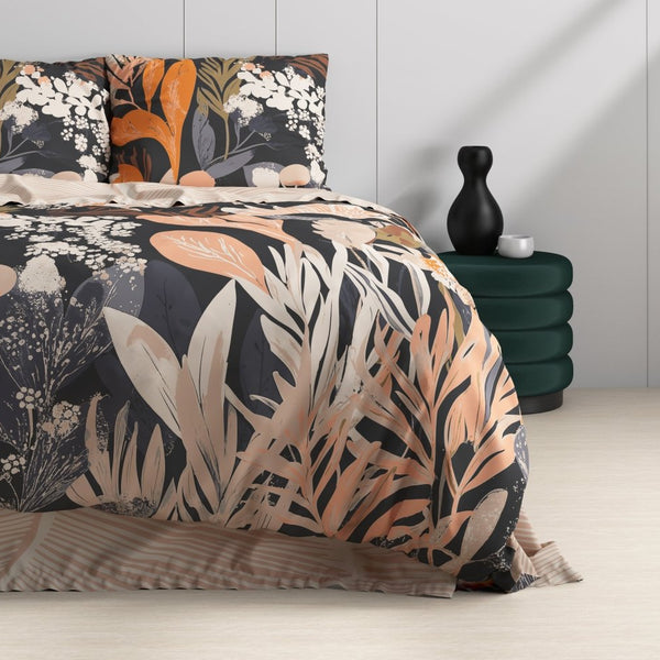 100% Cotton Duvet Cover Set Mystical Garden | Black | Double - 200cm (W) x 200/220cm (L) - The Bedding & Blankets Store