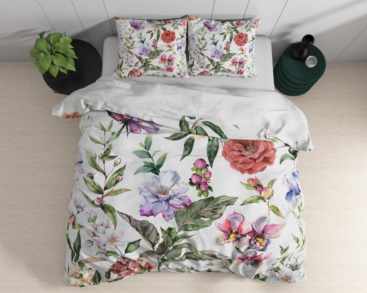 100% Cotton Duvet Cover Set Ophelia | White | King Long - 240cm (W) x 220cm (L) - The Bedding & Blankets Store