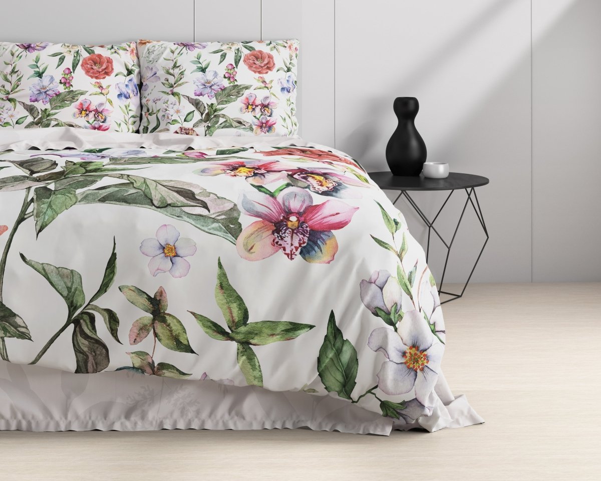 100% Cotton Duvet Cover Set Ophelia | White | King Long - 240cm (W) x 220cm (L) - The Bedding & Blankets Store