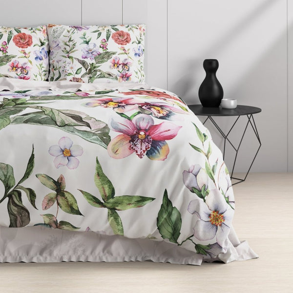 100% Cotton Duvet Cover Set Ophelia | White | King Long - 240cm (W) x 220cm (L) - The Bedding & Blankets Store