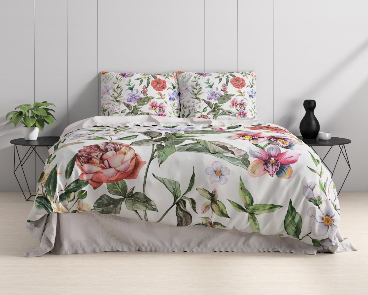 100% Cotton Duvet Cover Set Ophelia | White | King Long - 240cm (W) x 220cm (L) - The Bedding & Blankets Store