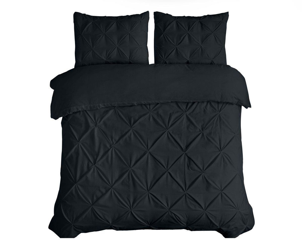 100% Cotton Duvet Cover Set Salvador | Black | Double - 200cm (W) x 220cm (L) - The Bedding & Blankets Store