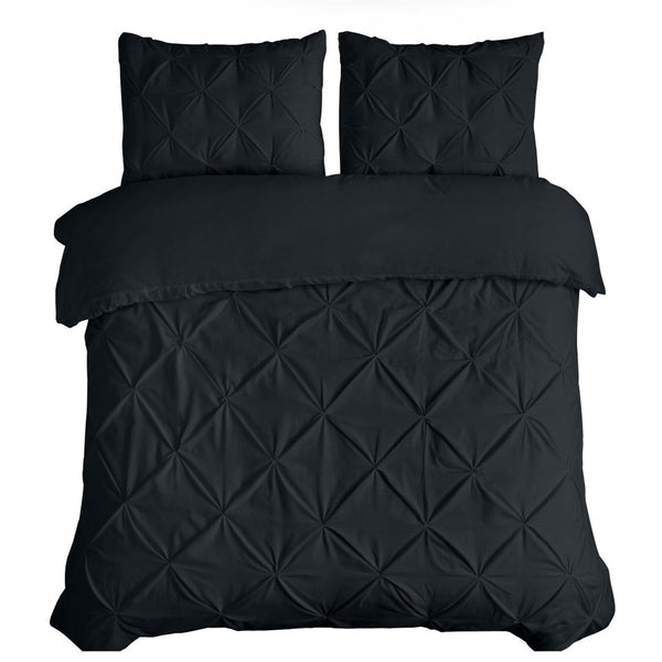 100% Cotton Duvet Cover Set Salvador | Black | Double - 200cm (W) x 220cm (L) - The Bedding & Blankets Store