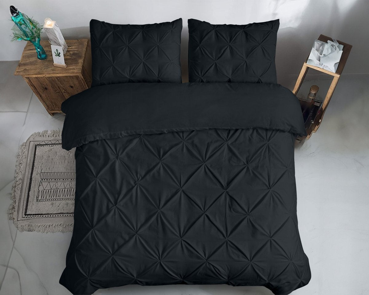 100% Cotton Duvet Cover Set Salvador | Black | Single - 140cm (W) x 220cm (L) - The Bedding & Blankets Store