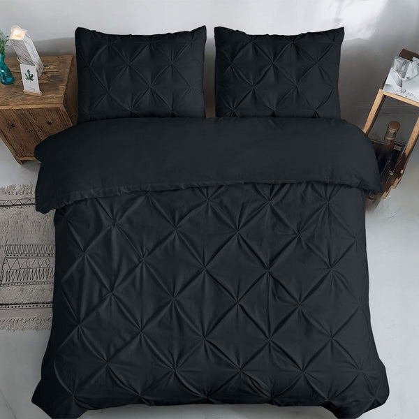 100% Cotton Duvet Cover Set Salvador | Black | Single - 140cm (W) x 220cm (L) - The Bedding & Blankets Store