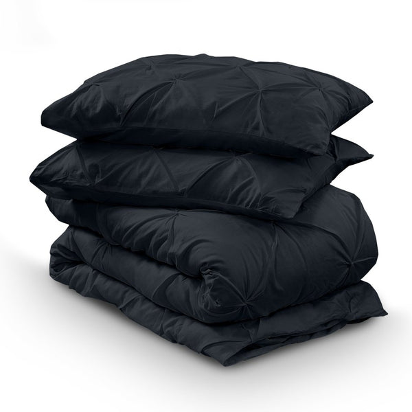 100% Cotton Duvet Cover Set Salvador | Black | Single - 140cm (W) x 220cm (L) - The Bedding & Blankets Store