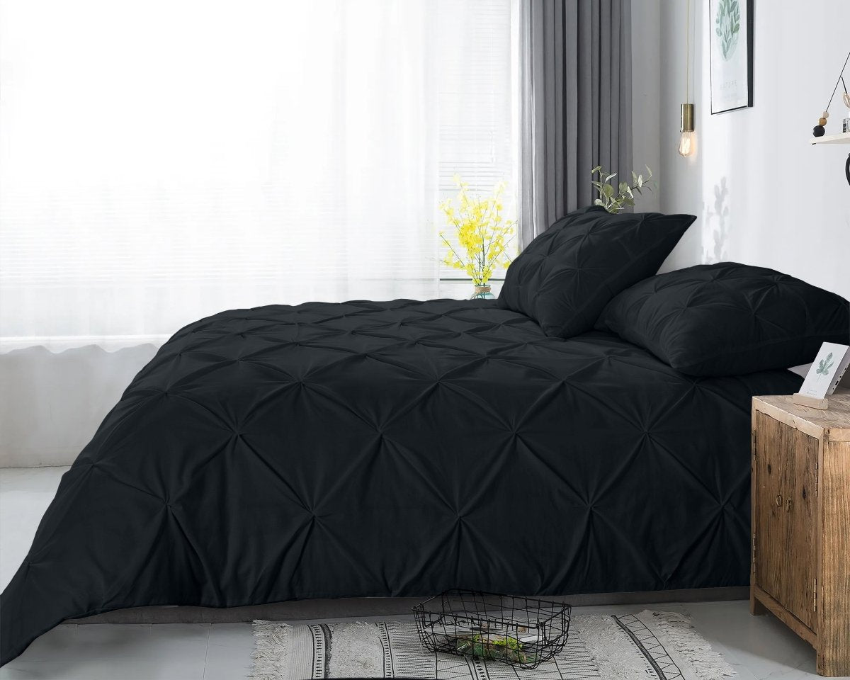 100% Cotton Duvet Cover Set Salvador | Black | Single - 140cm (W) x 220cm (L) - The Bedding & Blankets Store