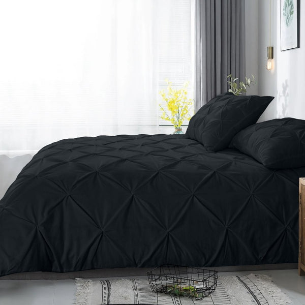 100% Cotton Duvet Cover Set Salvador | Black | Single - 140cm (W) x 220cm (L) - The Bedding & Blankets Store