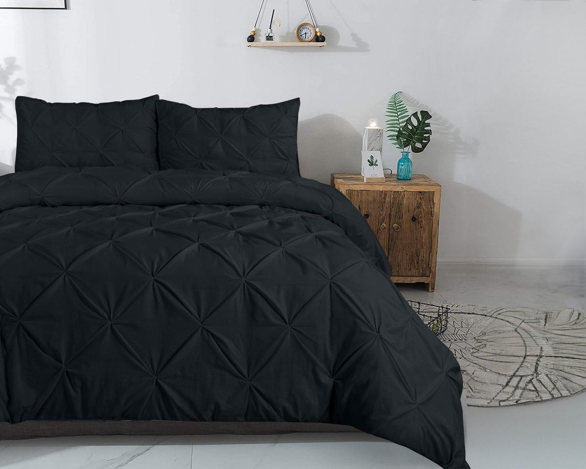 100% Cotton Duvet Cover Set Salvador | Black | Single - 140cm (W) x 220cm (L) - The Bedding & Blankets Store