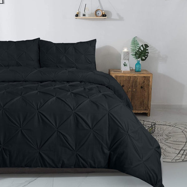 100% Cotton Duvet Cover Set Salvador | Black | Single - 140cm (W) x 220cm (L) - The Bedding & Blankets Store