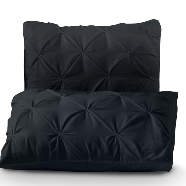 100% Cotton Duvet Cover Set Salvador | Black | Single - 140cm (W) x 220cm (L) - The Bedding & Blankets Store