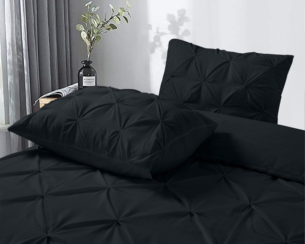 100% Cotton Duvet Cover Set Salvador | Black | Single - 140cm (W) x 220cm (L) - The Bedding & Blankets Store
