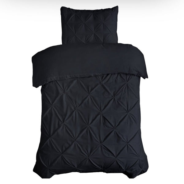 100% Cotton Duvet Cover Set Salvador | Black | Single - 140cm (W) x 220cm (L) - The Bedding & Blankets Store