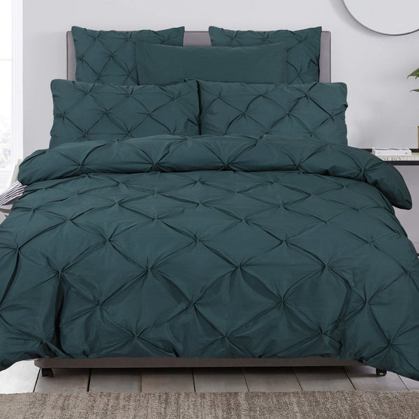 100% Cotton Duvet Cover Set Salvador | Dark Green | Single - 140cm (W) x 220cm (L) - The Bedding & Blankets Store