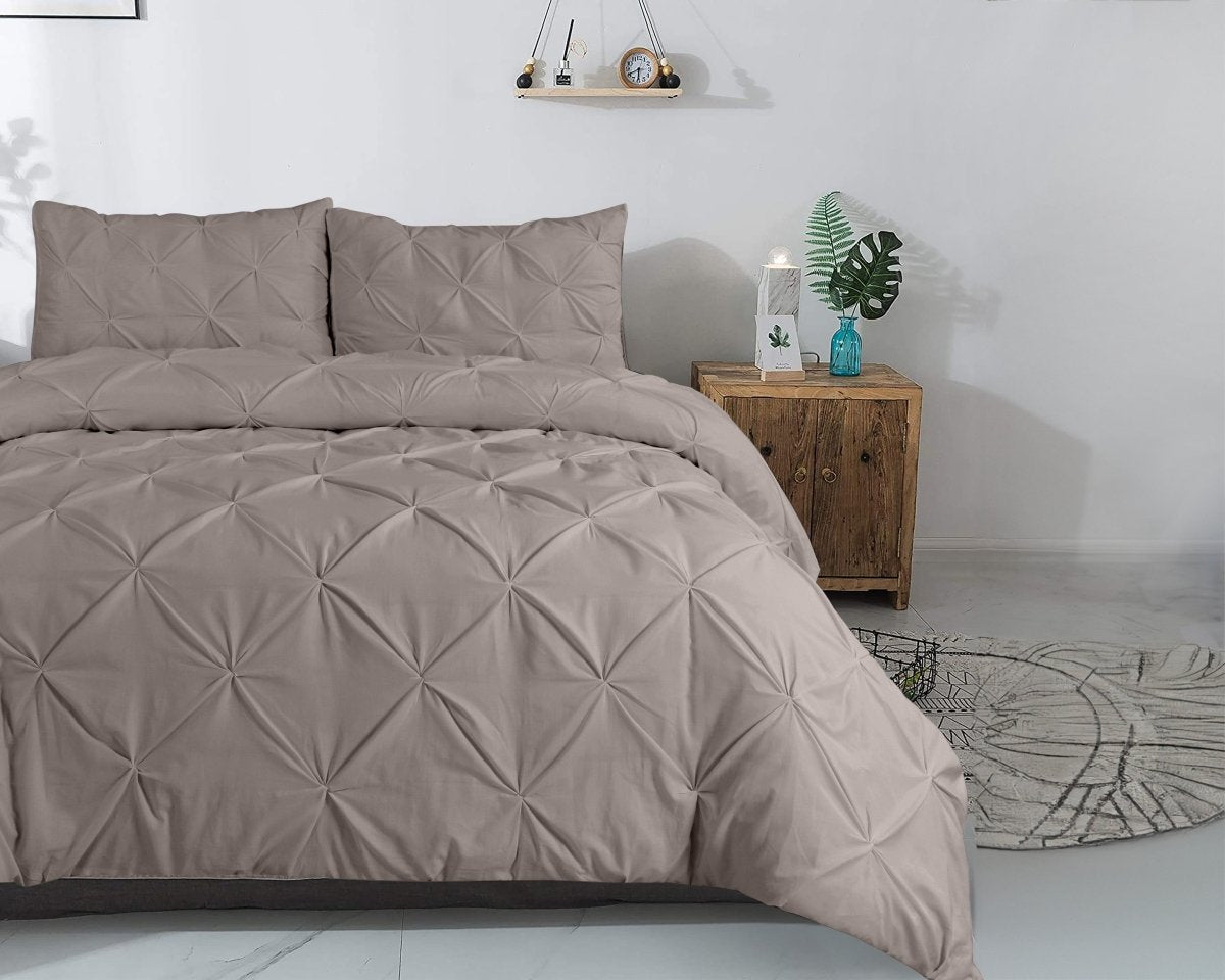 100% Cotton Duvet Cover Set Salvador | Taupe | Double - 200cm (W) x 220cm (L) - The Bedding & Blankets Store