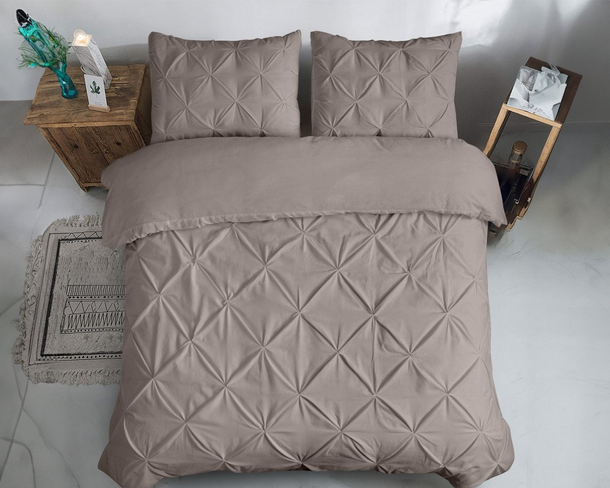 100% Cotton Duvet Cover Set Salvador | Taupe | Double - 200cm (W) x 220cm (L) - The Bedding & Blankets Store