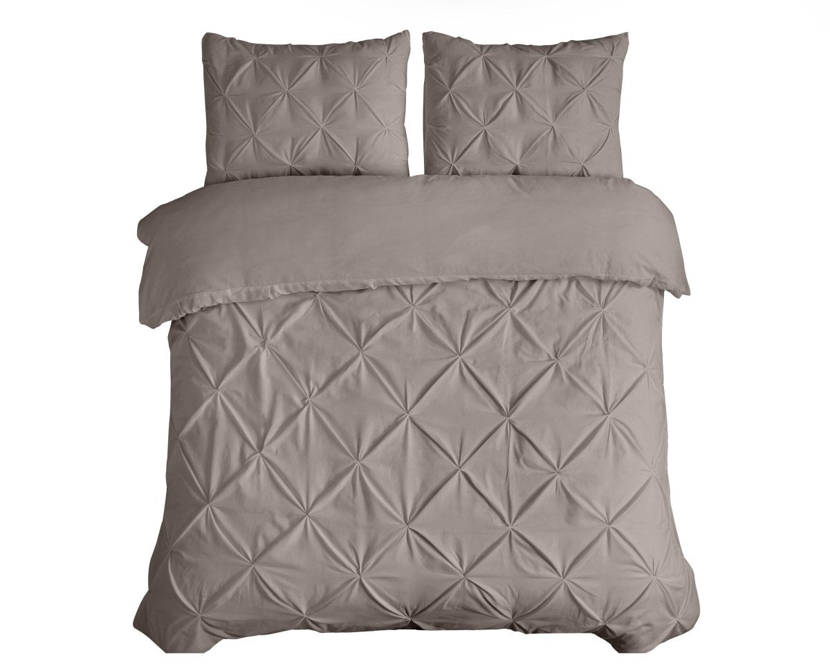 100% Cotton Duvet Cover Set Salvador | Taupe | Double - 200cm (W) x 220cm (L) - The Bedding & Blankets Store